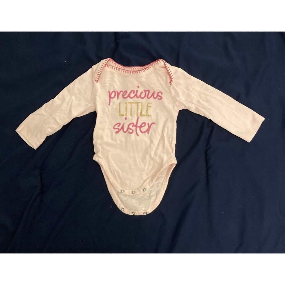 0-3 Months Mudpie baby girl clothes - long sleeve one piece | sister theme